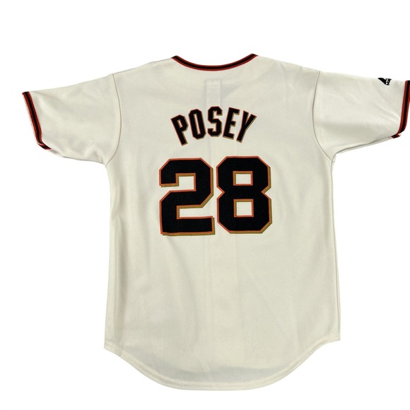 Majestic Other - Majestic Buster Posey 28 San Francisco Giants Jersey M Cream Stitched Kids MLB